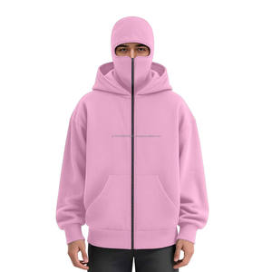 Sweat à capuche avec fermeture éclair brodée personnalisée, 100% coton, veste en polaire d'hiver, couvre-visage, poche, écologique, unisexe, commande en gros - Product Image 4