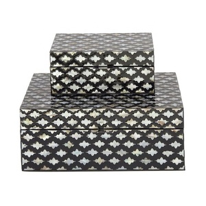 Beautiful Bone Inlay Lacquer Finish Jewelry Box-Modern Luxury Design Multifunctional Eco-Friendly Stackable Tabletop Kitchen - Product Image 2