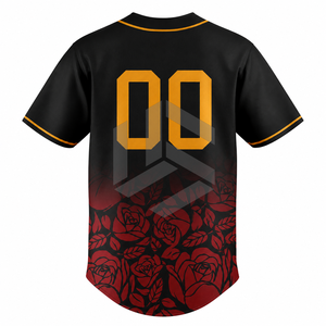 เสื้อเบสบอลสีดำแบบยูนิเซ็กซ์ พิมพ์ลายดอกไม้สีแดง แต่งสีทอง ระบายเหงื่อได้ดี แขนสั้น ทรงปกติ ไซส์พลัส - Product Image 4