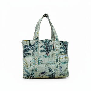 Bolso Tote Acolchado con Estampado Animal, Estilo Safari, de Algodón, Vintage, Ecológico, para Mujer, para Viaje, Uso Diario - Product Image 1