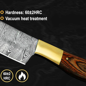 Damascus Steel <b>Kitchen</b> Knife Set With Leather Cover Reliable Cooking Knives For Meat Vegetable And Fruit Preparation - Product Image 4