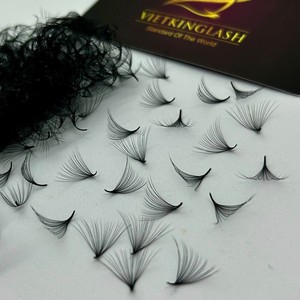 Extensions de cils synthétiques faites à la main de haute qualité, pré-fabriquées, 10D-20D, naturelles, longues, noires, mates, à base fine - Product Image 4