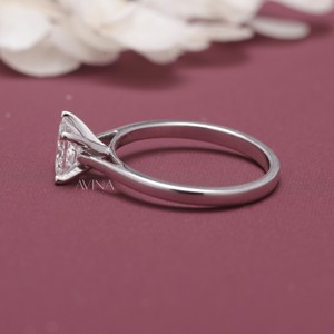 IGI Certified Princess Cut Diamond Solitaire Engagement - Wedding <b>Ring</b> in Solid 925 Sterling Silver - Product Image 4