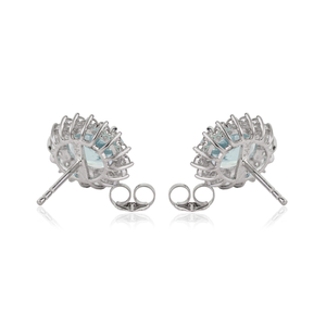 Nouveautés, produits les plus vendus, boucles d'oreilles en or blanc 14 carats avec aquamarine et diamants, bijoux pierre de naissance de mars - Product Image 6