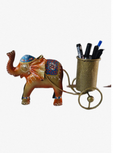 Handcrafted <b>Elephant</b> Cart Pen Holder Wooden Decorative Desk Organizer for Office Home <b>Gift</b> Item - Product Image 2