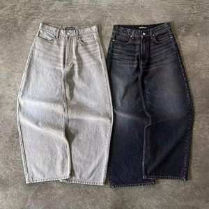 Customizable Vintage Streetstyle Baggy Jeans <b>for</b> Men Stonewashed Denim Pants High Y2K <b>Hip</b> Hop Style Pure Washed Casual Wear - Product Image 3