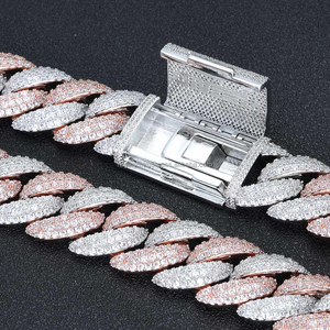 Collar de Hip Hop Personalizado de Alta Calidad para Hombre, Estilo Miami, Oro Rosa y Blanco, Moissanita VVS, Cadena de Plata Esterlina, Engaste de Bisel Amarillo - Product Image 4