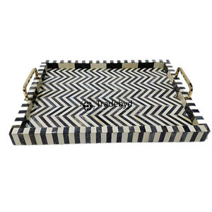 Elegante Bandeja Moderna con Incrustaciones de Hueso, Mesa de Centro Decorativa Móvil de Primera Calidad, Diseño de Tradebyd - Product Image 4