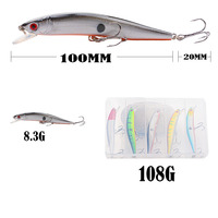 Leurre de pêche flottant dur de 10 cm et 8 g, type Minnow, Swimbait, Crankbait, Wobbler pour Carpe, Bar rayé, eau douce et eau salée, matériel de pêche