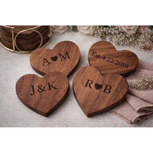Juego de Posavasos de Madera Hechos a Mano con Forma de Corazón y Soporte de Metal, Posavasos Románticos para Bebidas, Decoración de Mesa para el Hogar, Artículo Artesanal Único - Product Image 6