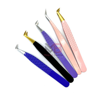 Juego de Pinzas de Precisión para Pestañas, Acero Inoxidable, Punta Suave, Color Morado, Rosa, Negro, Dorado, para Extensión de Pestañas - Product Image 2