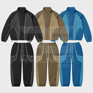 Newest Design Windbreaker Tracksuit DTF Logo 2 Piece Zipper <b>Jacket</b> and Trouser Set For Men's - Product Image 5