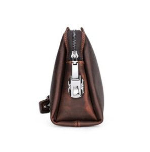 Brown Leather Clutch <b>Bag</b> with <b>Wrist</b> Strap and Zipper Pocket Casual Design Fazmax Corporation Model A18 - Product Image 5