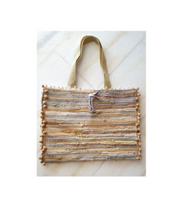 Bolso Redondo de Yute Hecho a Mano, Estilo Bohemio, Ecológico, para Playa o Verano - Product Image 1