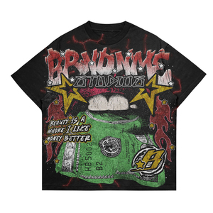 Camiseta de algodón 100% personalizada de alta calidad, transpirable, de corte holgado, manga corta, estampado gráfico, estilo hip hop, para verano. - Product Image 1