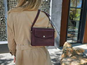 Cute Purple Leather Crossbody Purse Handmade Personalized <b>Shoulder</b> Handbag for Women <b>Small</b> Cross Body <b>Bag</b> Gift for Her - Product Image 4
