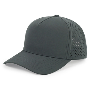 Gorra de béisbol de 5 paneles de alto rendimiento, impermeable, con perforaciones láser, de secado rápido, con logotipo personalizado, unisex, con visera curva, de alta calidad. - Product Image 1