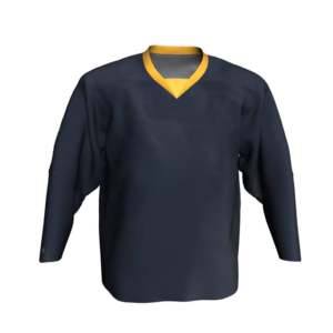 Maillot de hockey sur glace pour homme, col en V, manches longues, bleu foncé, polyester respirant, coupe classique, couleur unie, toutes saisons - Product Image 4