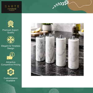 Salero de Mármol Ajustable Multifuncional Hecho a Mano con Tapa de Acero Inoxidable y Latón, de Piedra Natural Blanca de la Mejor Calidad, Sin Electricidad - Product Image 4