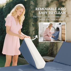 Blue <b>Comfortable</b> Patio Chaise Lounge Chair Cushions with Backrests Ties Outdoor Pillows & Cushions - Product Image 5