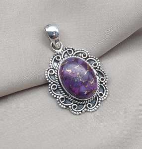 จี้เทอร์ควอยซ์เงินแท้ 925 เครื่องประดับพลอยสีฟ้าธรรมชาติของขวัญหรูหราสำหรับผู้หญิงการออกแบบทำด้วยมือที่ไม่ซ้ำใคร - Product Image 6