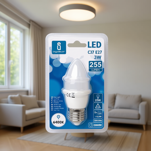 หลอดไฟ LED C37 E27 3W 6400K แสงเดย์ไลท์ 255 ลูเมน หลอดประหยัดพลังงานอายุการใช้งานยาวนาน - Product Image 3