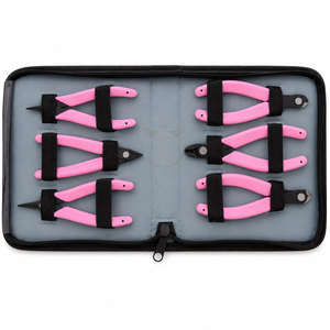 6-Piece Precision <b>Pliers</b> & Cutters <b>Set</b> with Pink Handles and Carrying Case - Product Image 2