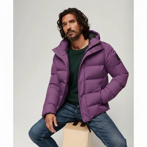 Chaqueta Acolchada Azul Marino para Hombre con Capucha, Cierre de Cremallera, Resistente al Viento, Informal de Invierno, Relleno Grueso de Fibra de Poliéster - Product Image 2