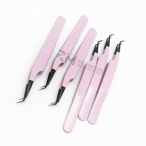 แหนบปลายเคลือบสีดำพลาสม่า RMI พร้อมแหนบเคลือบสีชมพูแบบผง แหนบปลายแหลม 45 องศา ด้ามจับทรงเพชร - Product Image 4