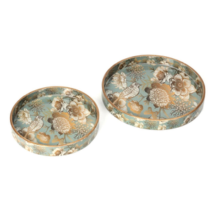 Enamel Coated Round Tray - MDF Wood Serving Tray with Polished <b>Edge</b> - Rustic Kitchen & Coffee Table <b>Decor</b> Indian Supplier - Product Image 3