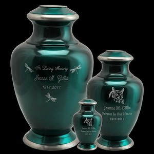 Urnes funéraires turquoise brillantes en gros, 3 tailles, pour adultes, taille moyenne, conteneur commémoratif pour cendres. - Product Image 1