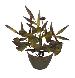 Pot de fleurs mural/de table en métal moderne fait à la main, écologique, couleur naturelle, décoration de salon, décoration de la maison - Product Image 4