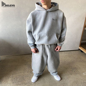Men’s Baggy Tracksuit Set | <b>Plain</b> <b>Hoodie</b> & Sweatpants Custom Logo 100% Cotton Fleece Quick-Drying Breathable Lightweight Casual - Product Image 4