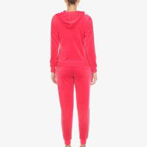 Ensemble de jogging sur mesure à texture lisse, couleur unie minimaliste, ensemble de loisirs haut de gamme, survêtement en velours pour femme - Product Image 2