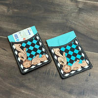 Porte-cartes d'identité en cuir fait main de luxe, personnalisé et gravé à la main, motif à carreaux, fin, sans fermeture, faible MOQ