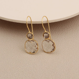 Elegant Gold Plated Crystal <b>Quartz</b> Drop Earrings Geometric Dangle Gemstone Jewelry Women Fashion Vintage Style - Product Image 4