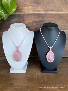 Collar de Macramé Boho de Moda con Colgante de Mariposa y Perla de Agua Dulce, Cordón Rosa Anudado a Mano, Ajustable, Joyería Budista - Product Image 2