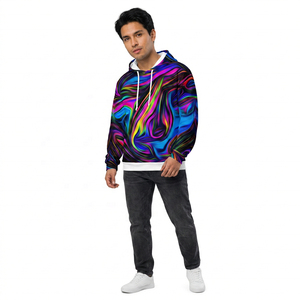 Sudadera con Capucha para Hombre, Estampado Abstracto Colorido, Corte Regular, Informal, Tejida en Poliéster, Ropa Urbana de Primavera - Product Image 2