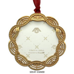 Ornement rond en métal découpé, décoration artisanale, 2,5x2,5 pouces, finition métallique, utilisation en intérieur, modèle 10147-33AI00 - Product Image 1