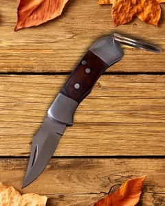 A&M Handmade Stainless Steel <b>Mini</b> Folding Pocket Knife with Wood Handle and <b>Keyring</b> Survival Wholesale EDC ODM Hunting Knives - Product Image 5