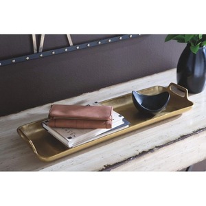 Bandeja de almacenamiento rectangular chapada en oro, acabado pulido, diseño moderno, un solo compartimento, para uso en mesa, duradera - Product Image 3