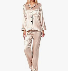 Women's Breathable Thermal Silk Satin Two-Piece <b>Pyjama</b> Set Customizable High Quality Sleepwear Women's Breathable Thermal Silk - Product Image 3