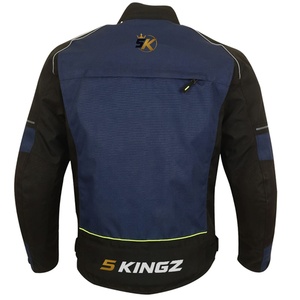 Chaqueta de Motociclista para Hombre 5K, Color Azul y Negro, con Bloques de Color, Manga Larga, Transpirable, Cierre de Cremallera, Cuello Alto, Logotipo Frontal - Product Image 2