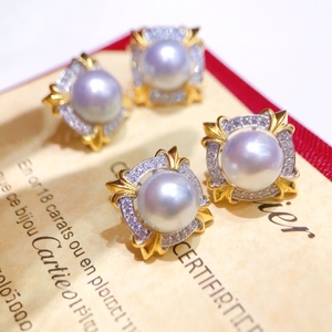 9.5-10 Freshwater Edison <b>Pearl</b> <b>Earrings</b> Natural Pure Silver with Strong Light and Micro Flaws Fine Stud Design - Product Image 4