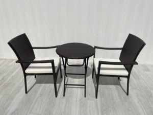 Modern Luxury High Quality 1 Folding <b>Table</b> and 2 Chairs Wicker Set for Garden Furniture <b>Balcony</b> Patio Contemporary Design - Product Image 2