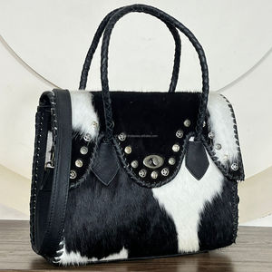 2026 New Latest Design Genuine Hair On Cowhide Leather Tote Bag Tooled Leather Twist & Turn Lock Fashionable Women Shoulder Bag - Product Image 4