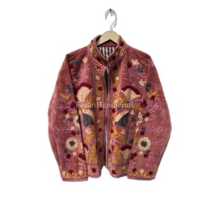 Floral Embroidery <b>Jacket</b> Coat Handmade <b>Short</b> Unisex Coat Boho Chic <b>Jacket</b> Suzani <b>Jacket</b> With Inside Cotton Lining Women's <b>Jacket</b> - Product Image 1