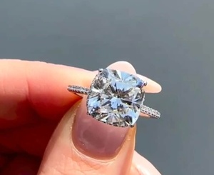 3CT Cushion cut moissanite Solitaire Hidden Halo <b>Ring</b> For Women's original <b>925</b> <b>Silver</b> Engagement Wedding Party Gift For Lovers - Product Image 1