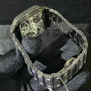 Montre mécanique en acier inoxydable noir avec moissanite, édition limitée de luxe, artisanale, unisexe, classique, hip-hop, bijoux d'art - Product Image 5