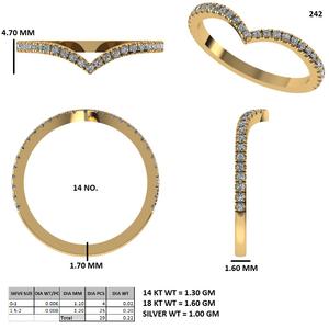 Bague en or avec diamant de synthèse, motif chevron, bijoux fins pour femme, idéale pour les mariages, les anniversaires et les occasions spéciales, style empilable - Product Image 4